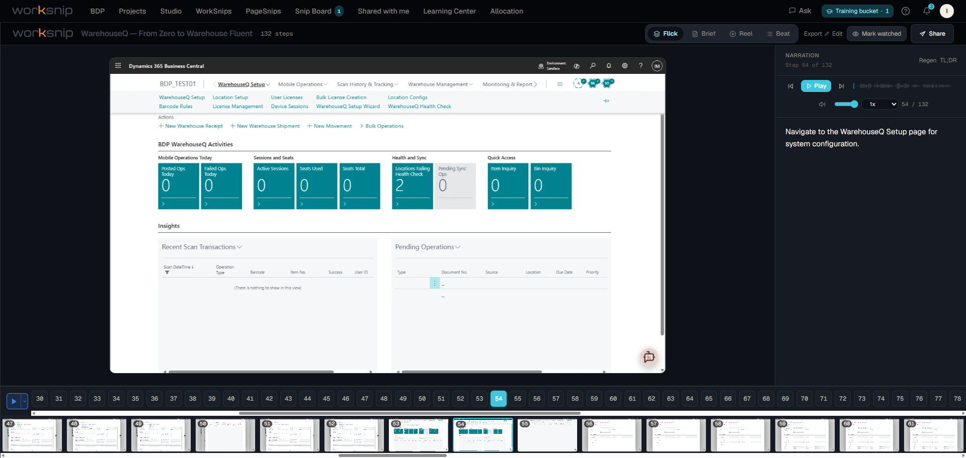 The same guide in Flick mode — click-through deck, audio per step.